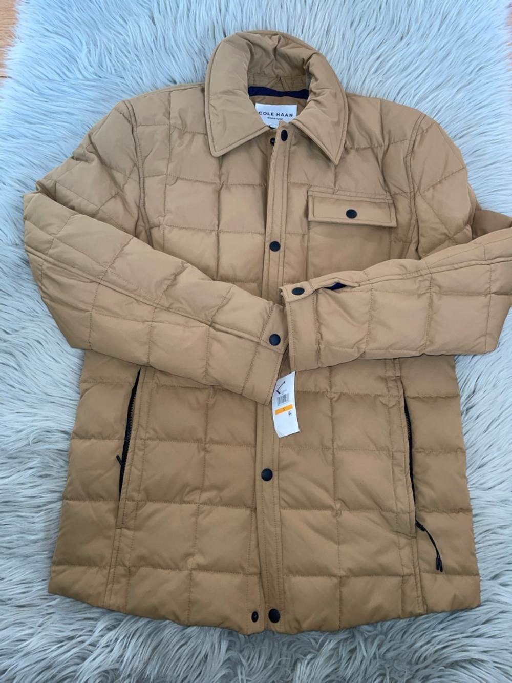 Cole Haan Men's Camel Quilted Puffer Jacket - Picture 3 of 8